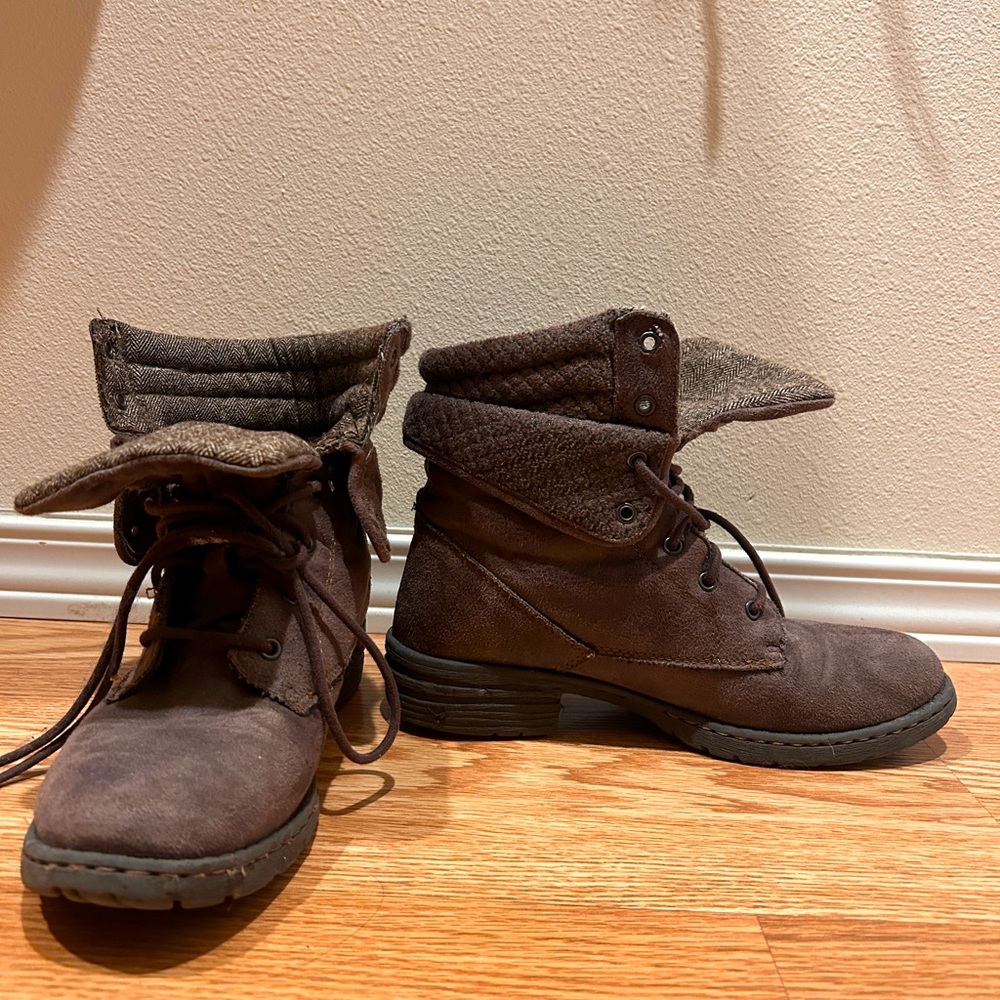Brown lace-up boots